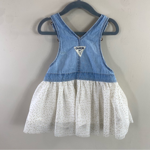 OshKosh B’Gosh Infant Girl Mixed Media Polka Dot Denim Overall Dress Sz‎ 24M - Picture 7 of 10